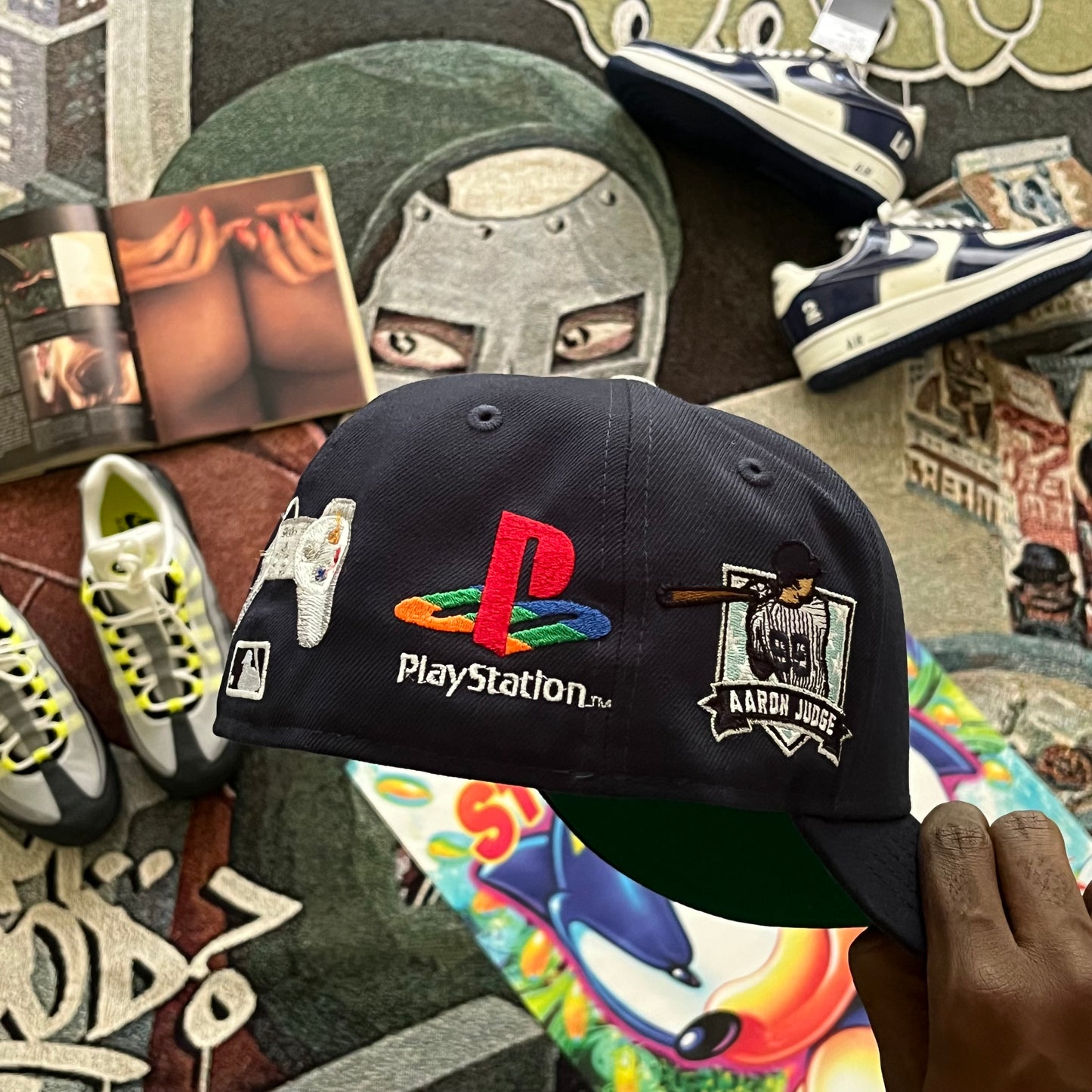 NAVY BLUE NEW YORK YANKEES (GREEN UV) AARON JUDGE SIDE PATCH FITTED HAT [OG GAMER EDITION]