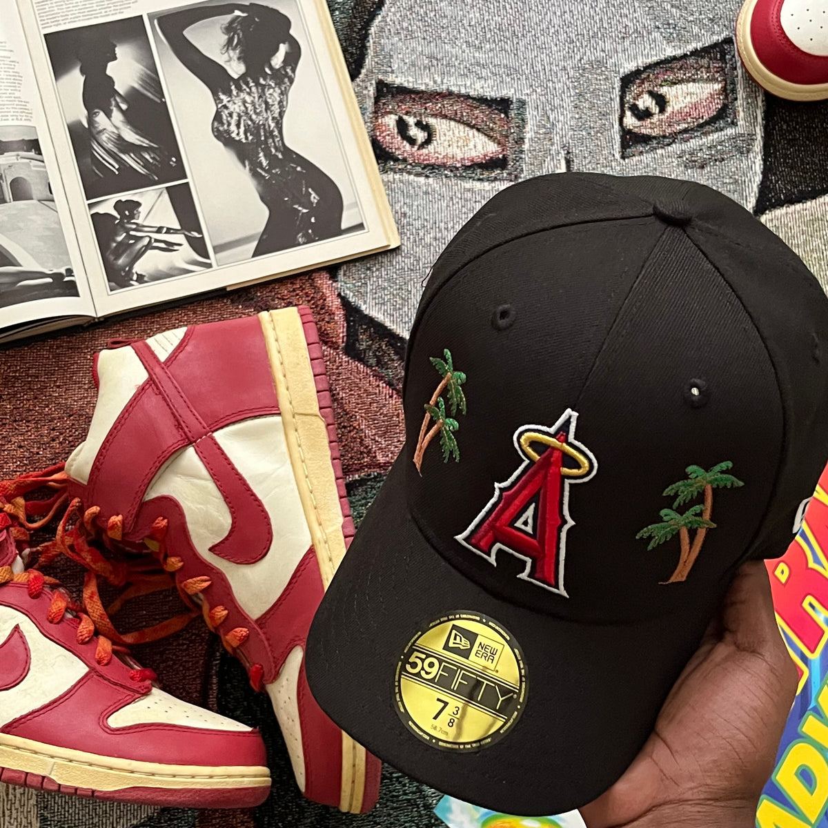 BLACK LOS ANGELES ANGELS (PINK UV) 2010 ALL STAR GAME SIDE PATCH FITTED HAT