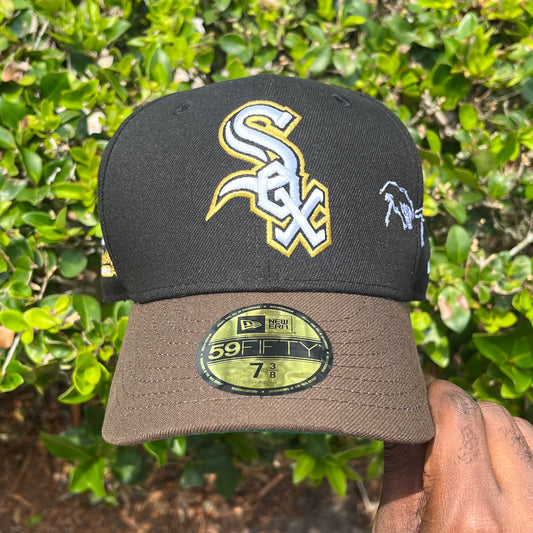 BLACK CHICAGO WHITE SOX TWO-TONE (GREEN UV) COMISKEY PARK SIDE PATCH FITTED HAT