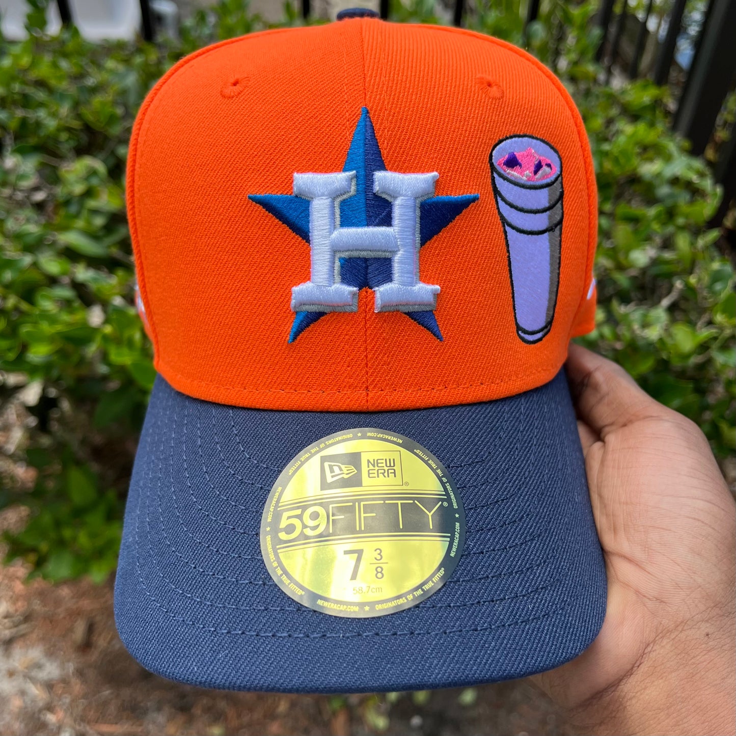 ORANGE TWO-TONE HOUSTON ASTROS (GREEN UV) YORDAN ALVAREZ PLAYER PATCH FITTED HAT