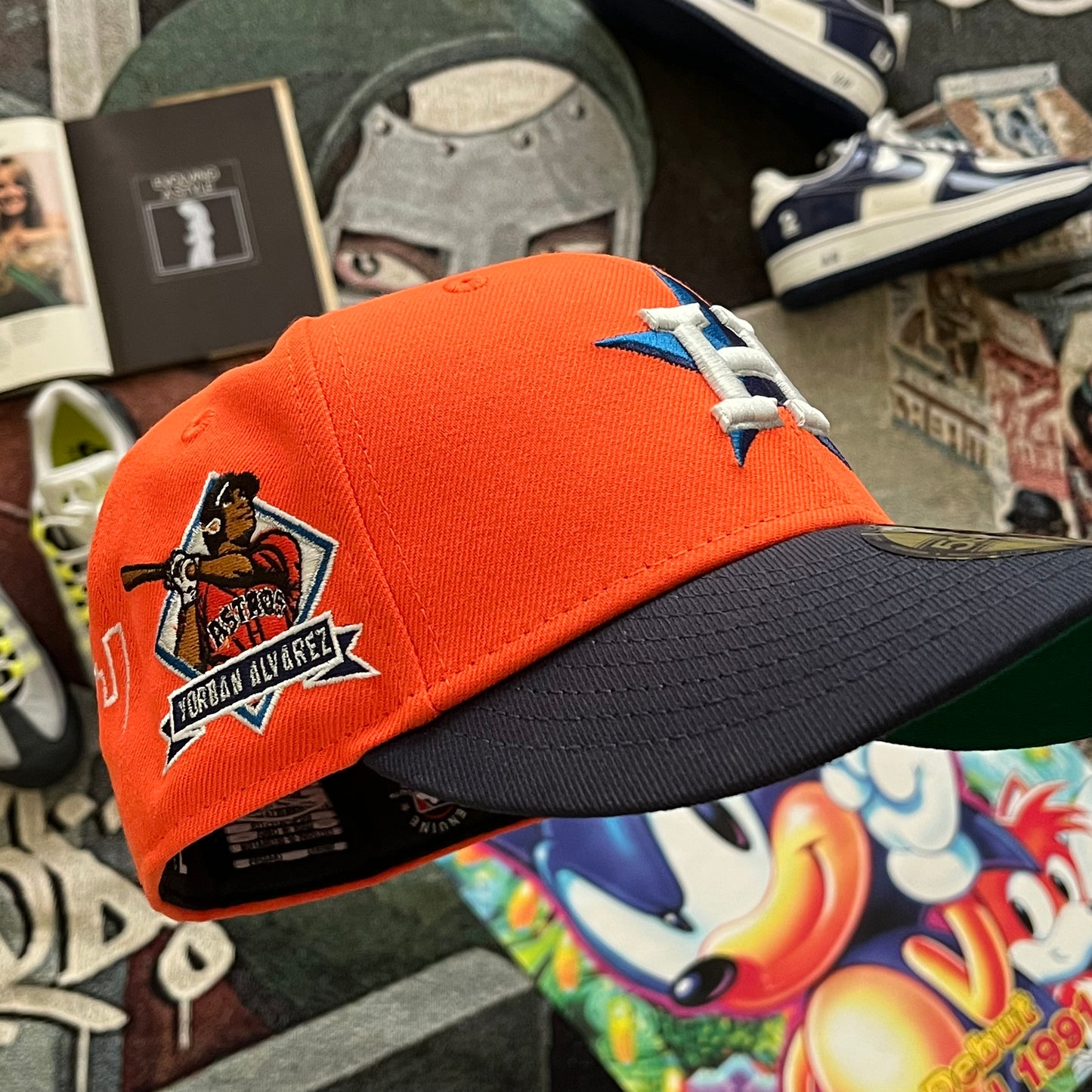 ORANGE TWO-TONE HOUSTON ASTROS (GREEN UV) YORDAN ALVAREZ PLAYER PATCH FITTED HAT