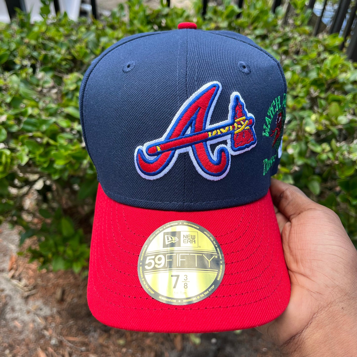 NAVY BLUE TWO-TONE ATLANTA BRAVES (GREEN UV) RONALD ACUNA JR. PLAYER PATCH FITTED HAT