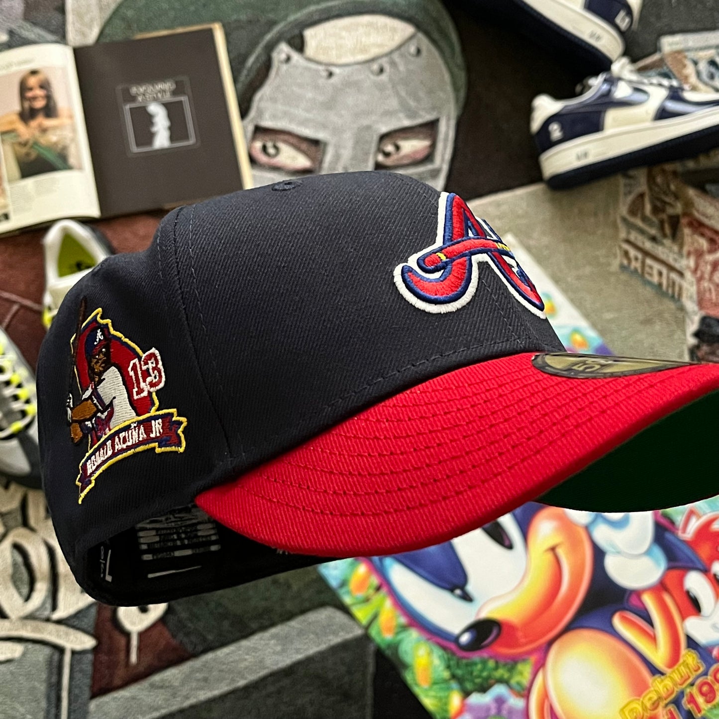 NAVY BLUE TWO-TONE ATLANTA BRAVES (GREEN UV) RONALD ACUNA JR. PLAYER PATCH FITTED HAT