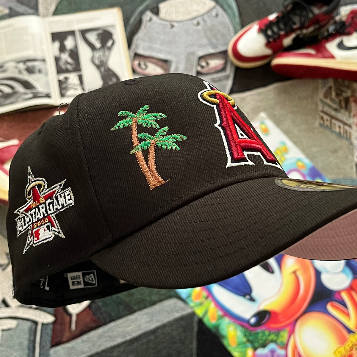 BLACK LOS ANGELES ANGELS (PINK UV) 2010 ALL STAR GAME SIDE PATCH FITTED HAT