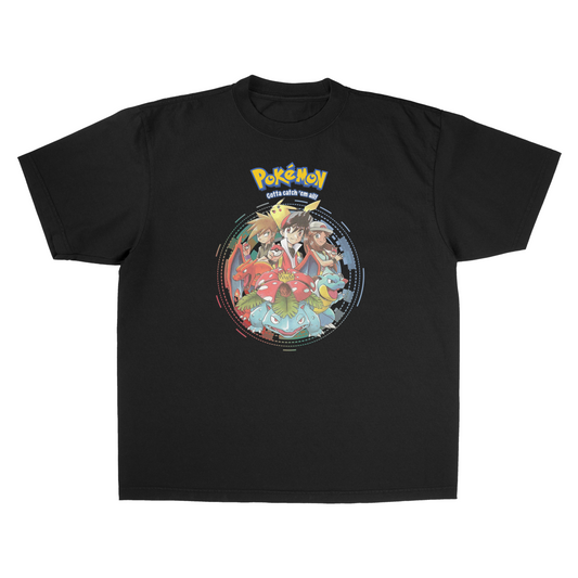 VINTAGE BLACK "FIRE RED/LEAF GREEN" POKEMON ADVENTURES KANTO REGION TEE [MADE TO ORDER]