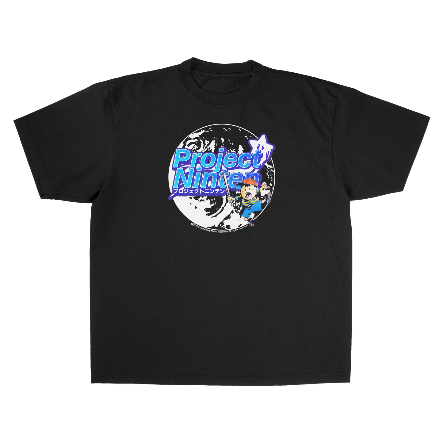 VINTAGE BLACK "PROJECT NINTEN" NESS EARTHBOUND 2 TEE [MADE TO ORDER]